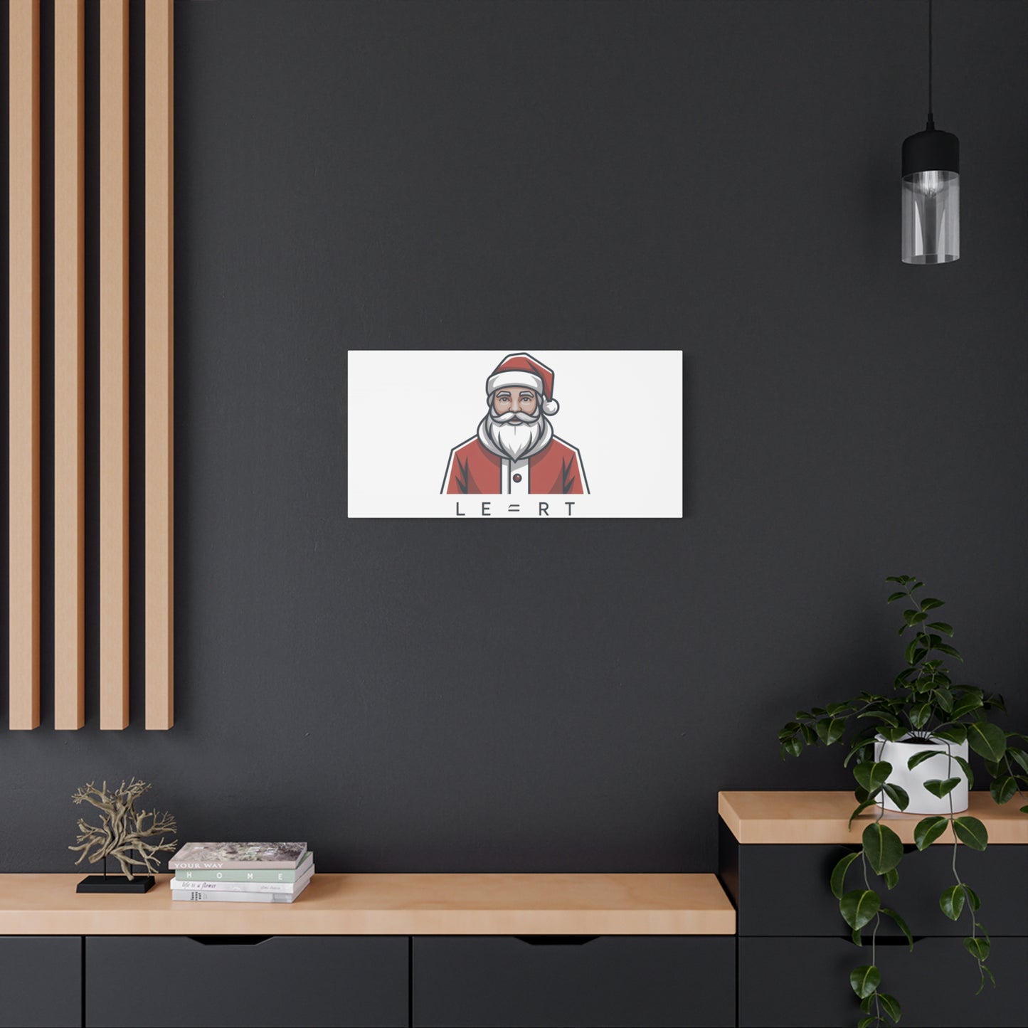 Minimal Santa Canvas, Modern Santa Graphic | Geometric Christmas Wall Art
