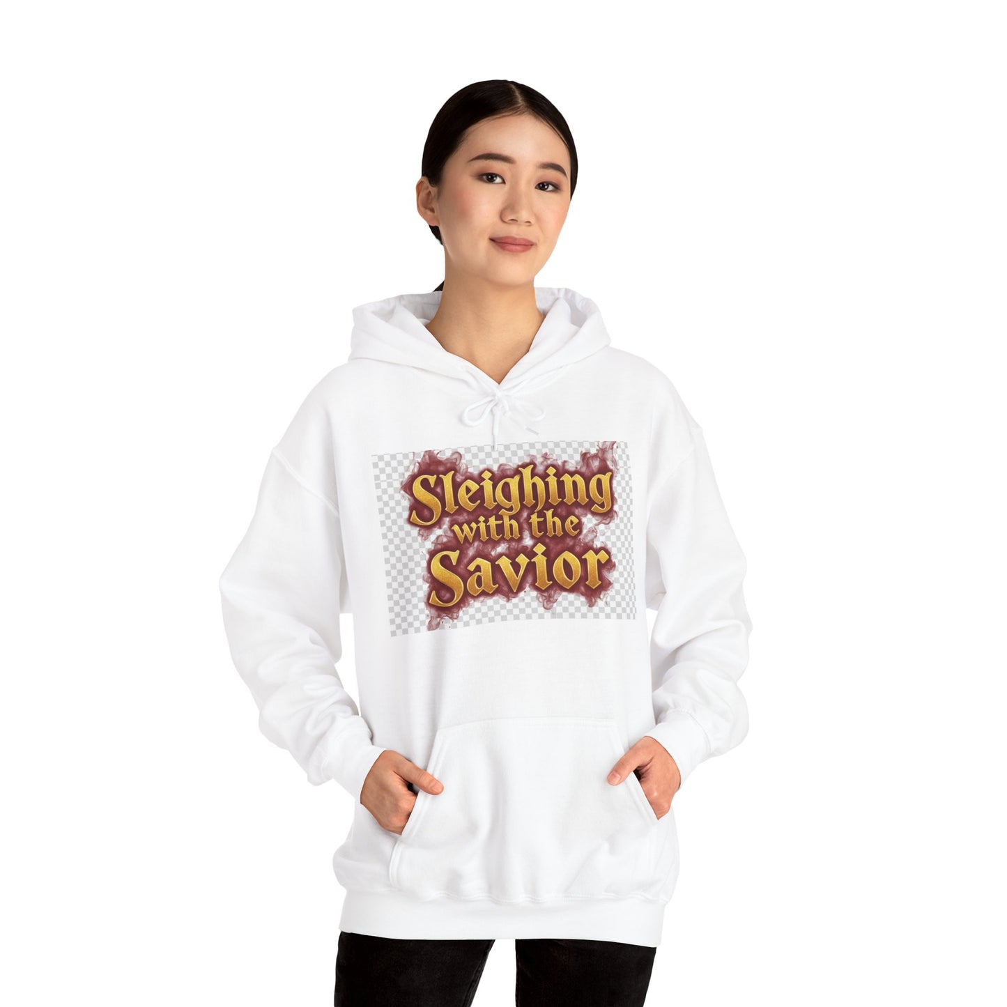 Christian Christmas Hoodie – “Sleighing with the Savior” Pullover for Faith & Holiday Celebrations