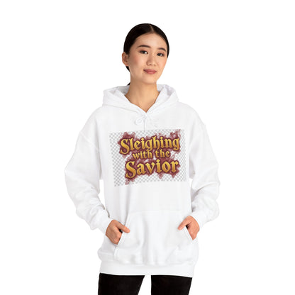 Christian Christmas Hoodie – “Sleighing with the Savior” Pullover for Faith & Holiday Celebrations