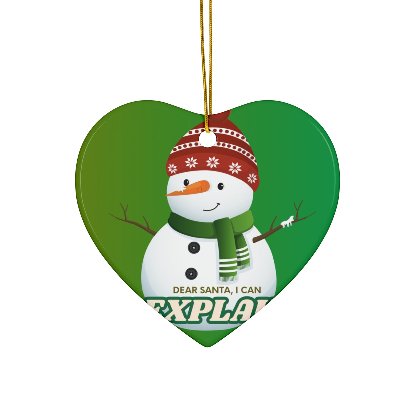 Star Ceramic Ornament – “Dear Santa, I Can Explain” Snowman Christmas Decoration