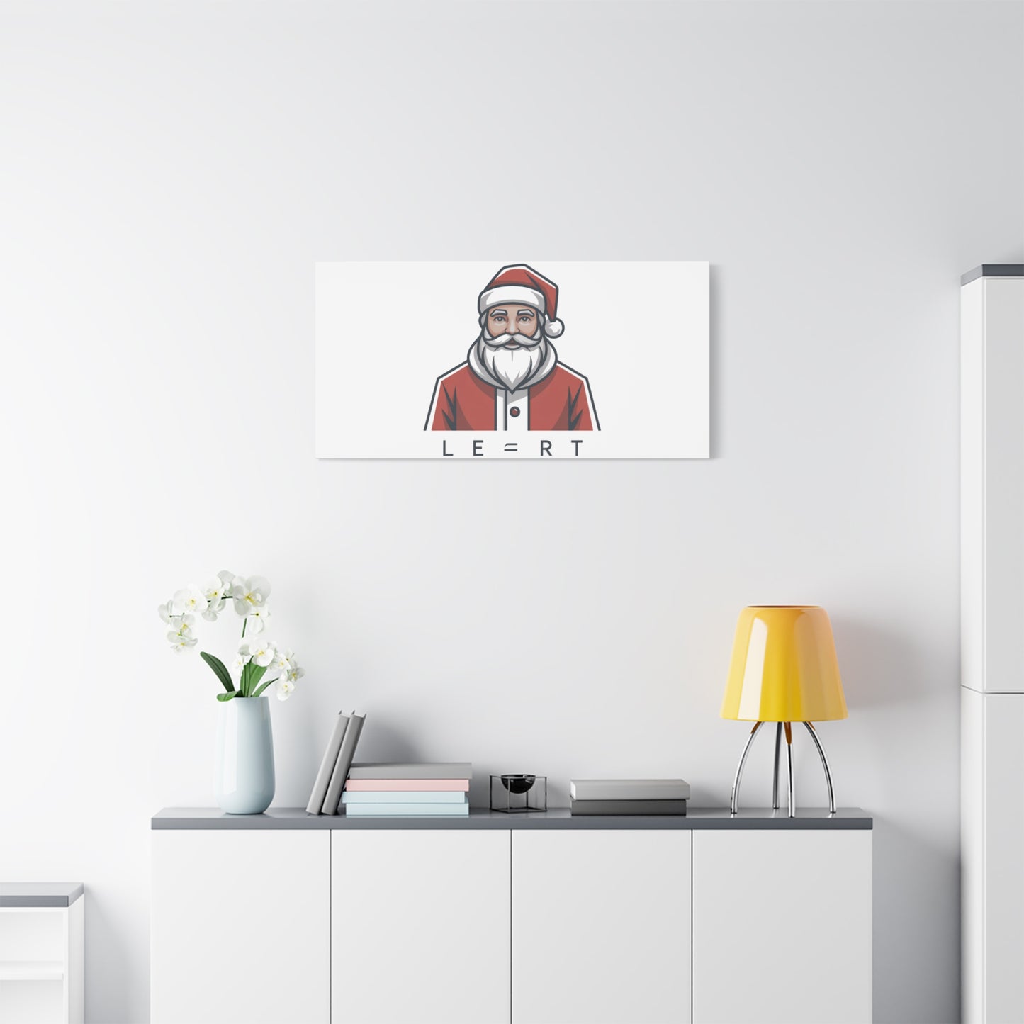 Minimal Santa Canvas, Modern Santa Graphic | Geometric Christmas Wall Art