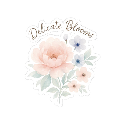 Delicate Blooms Floral Kiss-Cut Sticker — Pastel Peony Laptop Decal