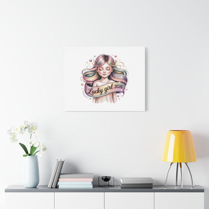 Lucky Girl 2026 Canvas Print | manifest luck, lucky charms