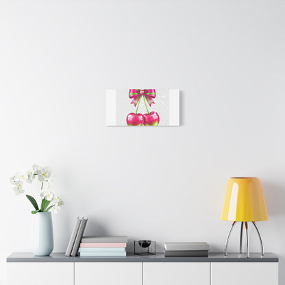Pink Ribbon Cherries Canvas Wall Art