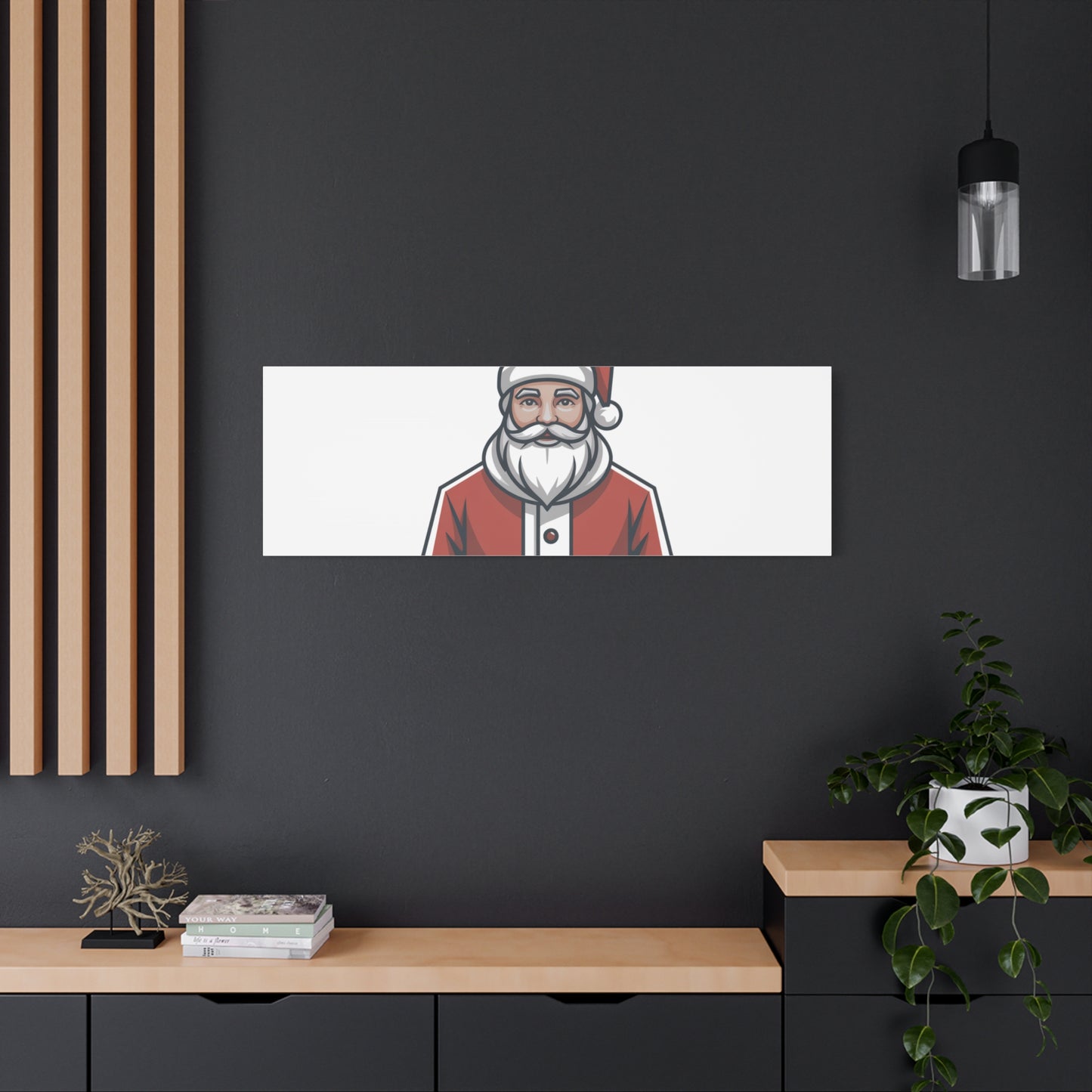 Minimal Santa Canvas, Modern Santa Graphic | Geometric Christmas Wall Art