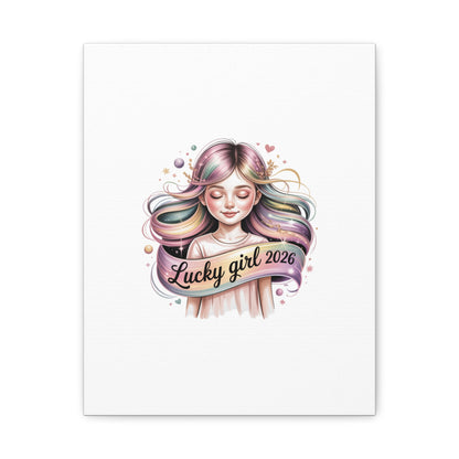 Lucky Girl 2026 Canvas Print | manifest luck, lucky charms