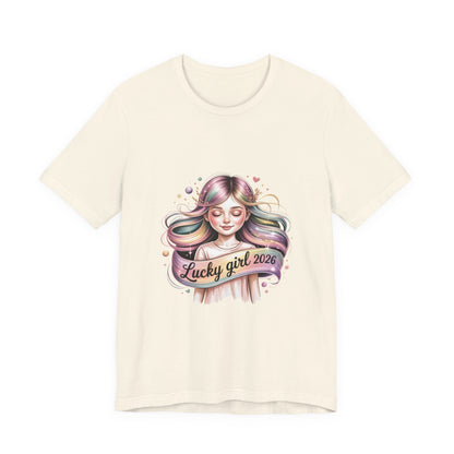 Lucky Girl 2026 mantra tee | Manifest Luck, angel number shirt