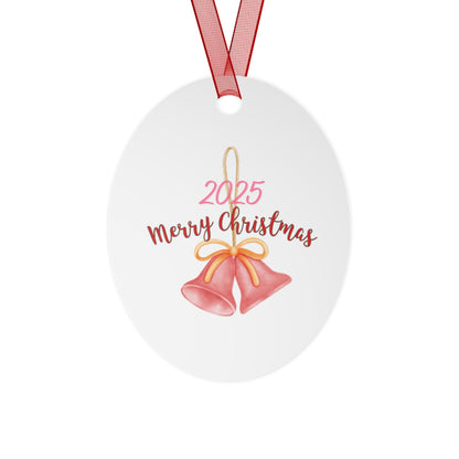 2025 Merry Christmas Bell Ornament — Snowman & Holiday Scene Metal Ornament