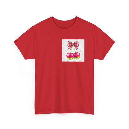 Cherry Bow T-Shirt — Cute Retro Fruit Graphic Tee