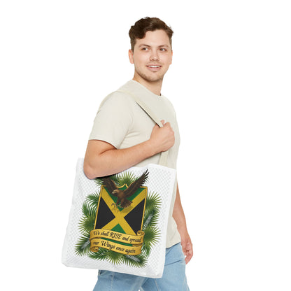 Jamaica Eagle Flag Tote Bag — "We shall RISE and spread our Wings once again" Canvas Shopper