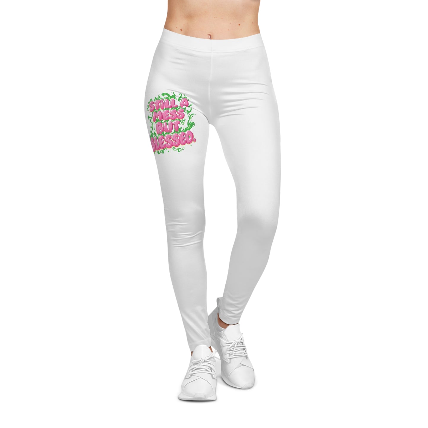 Blessed Vibes Leggings — Floral "Still I Feel So Blessed" Graphic Leggings