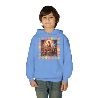 Christian Kids Hoodie — "Jesus Saw the Little Children" Colorful Faith Pullover