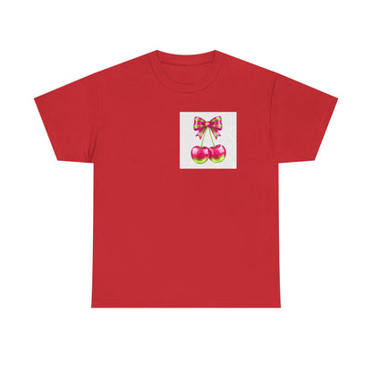 Cherry Bow T-Shirt — Cute Retro Fruit Graphic Tee