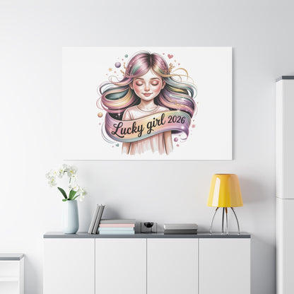 Lucky Girl 2026 Canvas Print | manifest luck, lucky charms