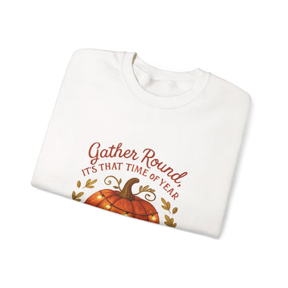 Autumn Pumpkin Crewneck Sweatshirt — "Gather Round, 'Tis That Time of Year"