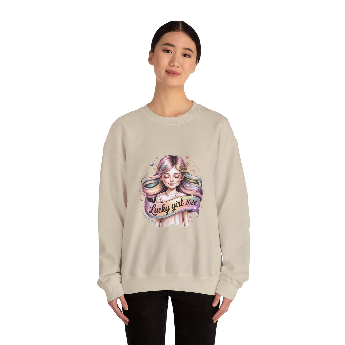 Lucky Girl 2026 Crewneck Sweatshirt | manifest luck, lucky charms