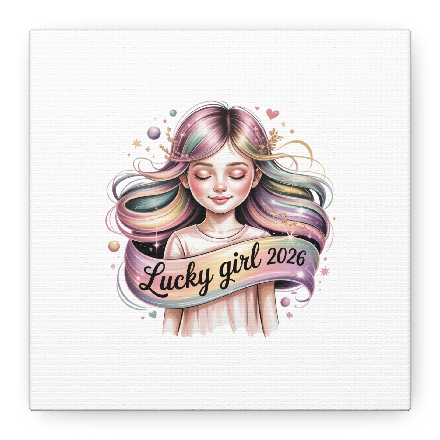 Lucky Girl 2026 Canvas Print | manifest luck, lucky charms