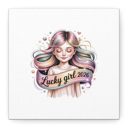 Lucky Girl 2026 Canvas Print | manifest luck, lucky charms