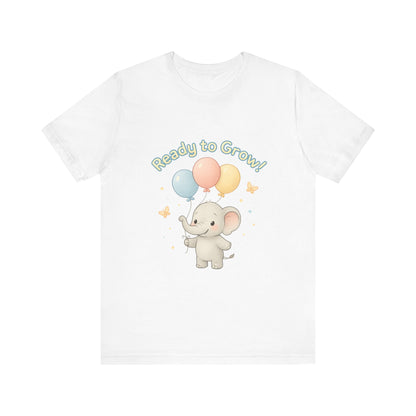 Ready to Grow Baby Tee — Cute Elephant with Balloons