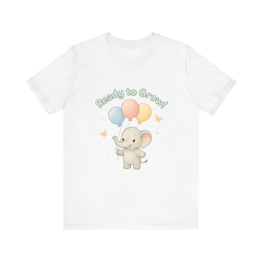 Ready to Grow Baby Tee — Cute Elephant with Balloons
