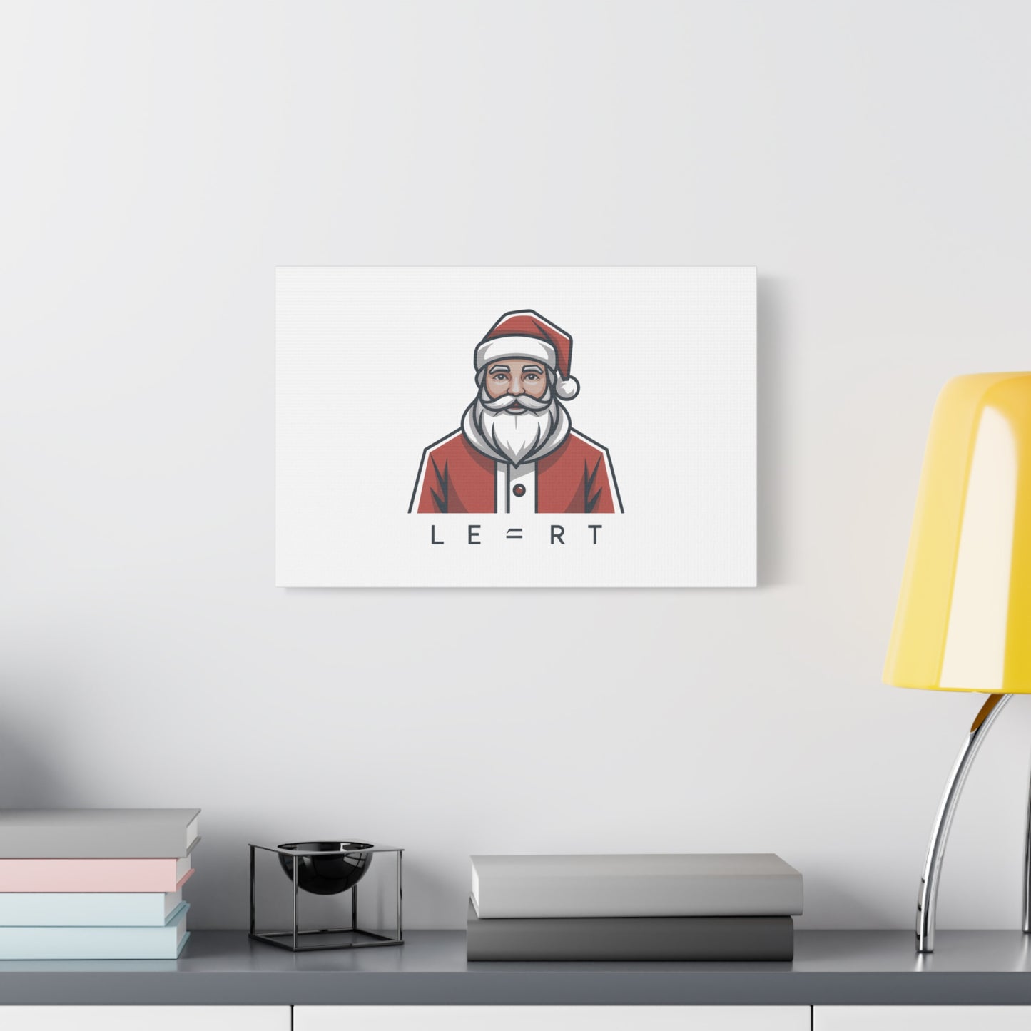 Minimal Santa Canvas, Modern Santa Graphic | Geometric Christmas Wall Art