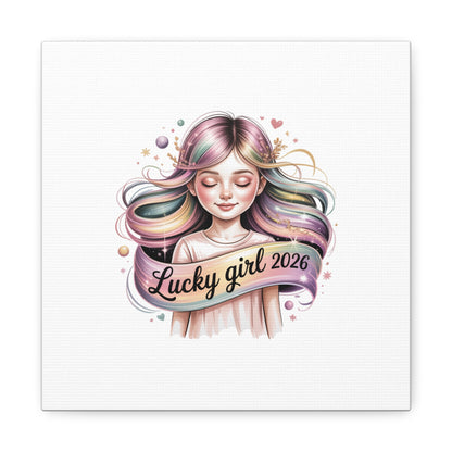 Lucky Girl 2026 Canvas Print | manifest luck, lucky charms