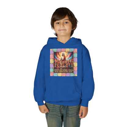 Christian Kids Hoodie — "Jesus Saw the Little Children" Colorful Faith Pullover