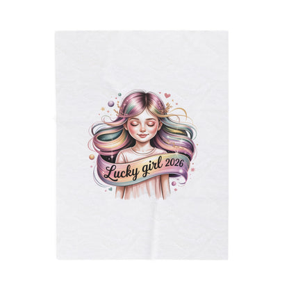 Lucky Girl 2026 Velveteen Blanket | manifest luck, lucky charms