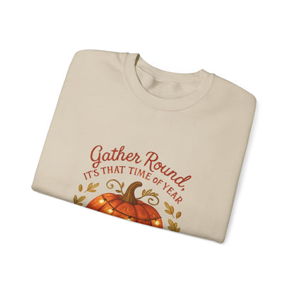 Autumn Pumpkin Crewneck Sweatshirt — "Gather Round, 'Tis That Time of Year"
