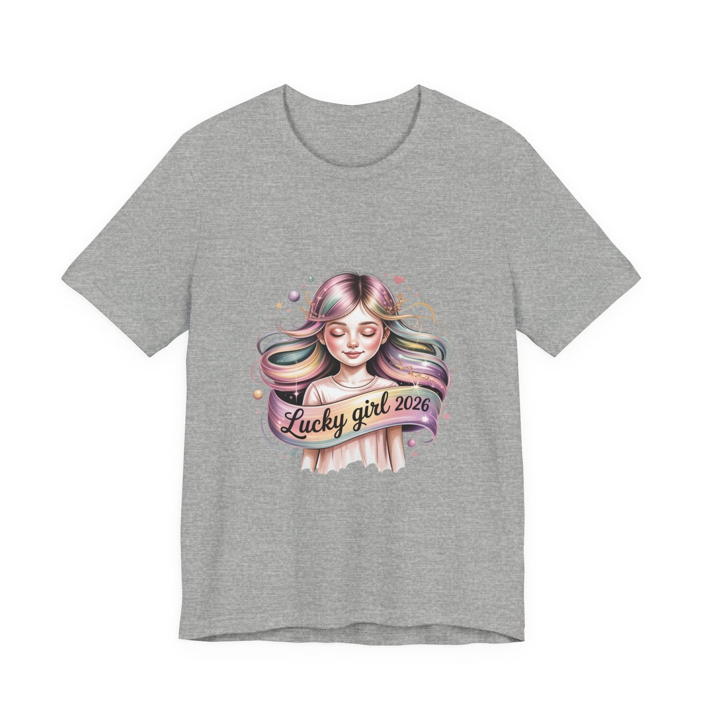 Lucky Girl 2026 mantra tee | Manifest Luck, angel number shirt