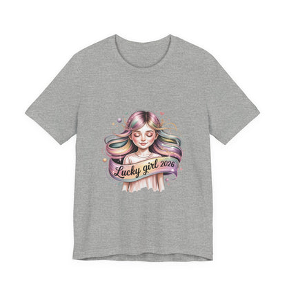 Lucky Girl 2026 mantra tee | Manifest Luck, angel number shirt