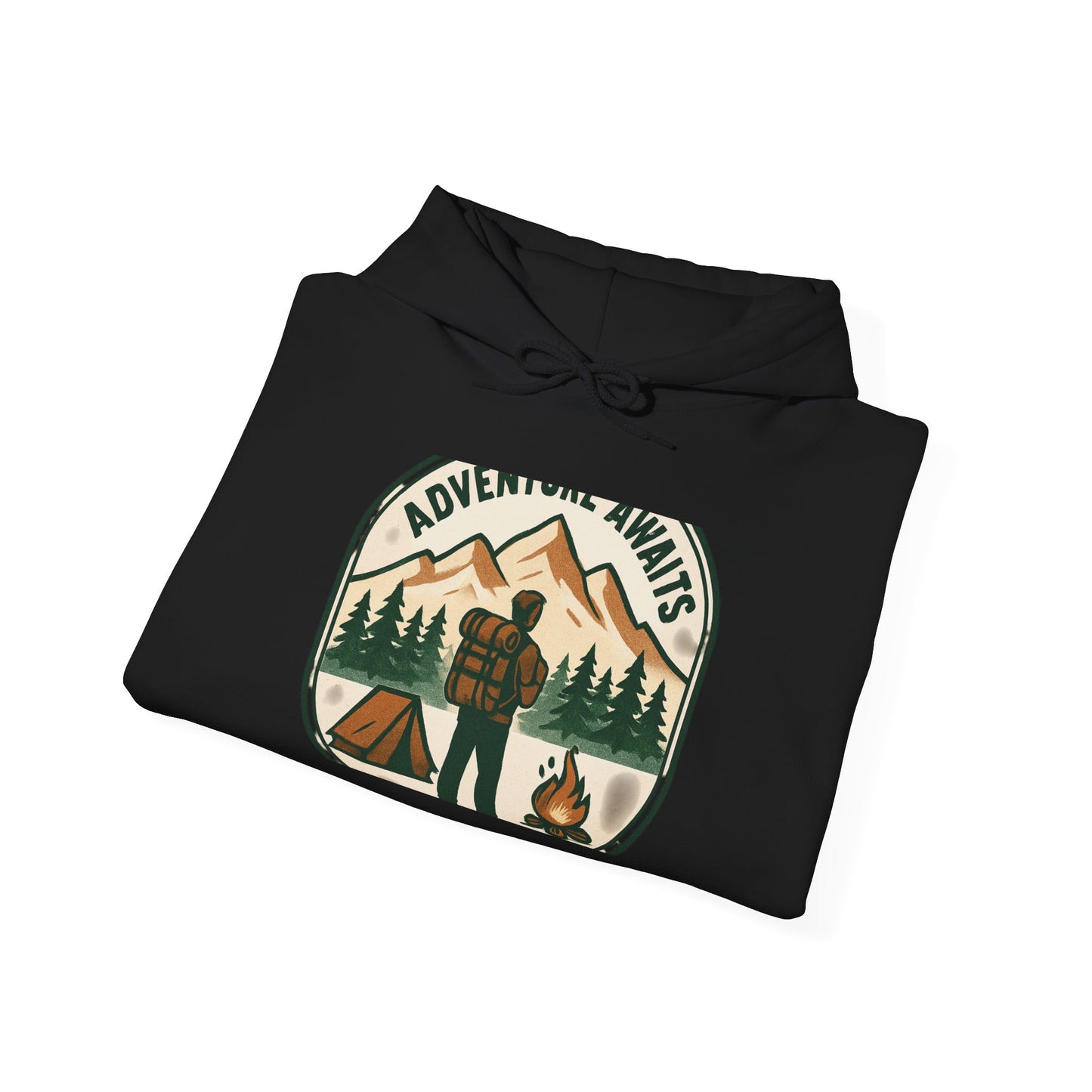 Adventure Awaits Hoodie – Retro Camping Graphic Hooded Sweatshirt