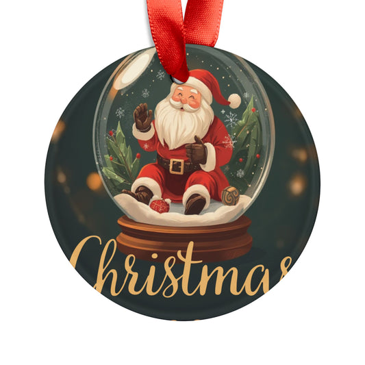 Christmas 2025 Acrylic Ornament – Santa Snow Globe Holiday Decoration