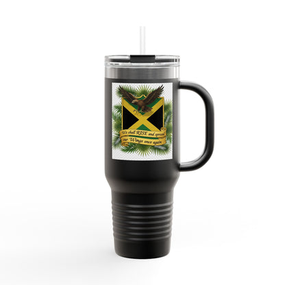 Jamaica Crest 40oz Insulated Travel Mug – Stainless Tumbler with Straw