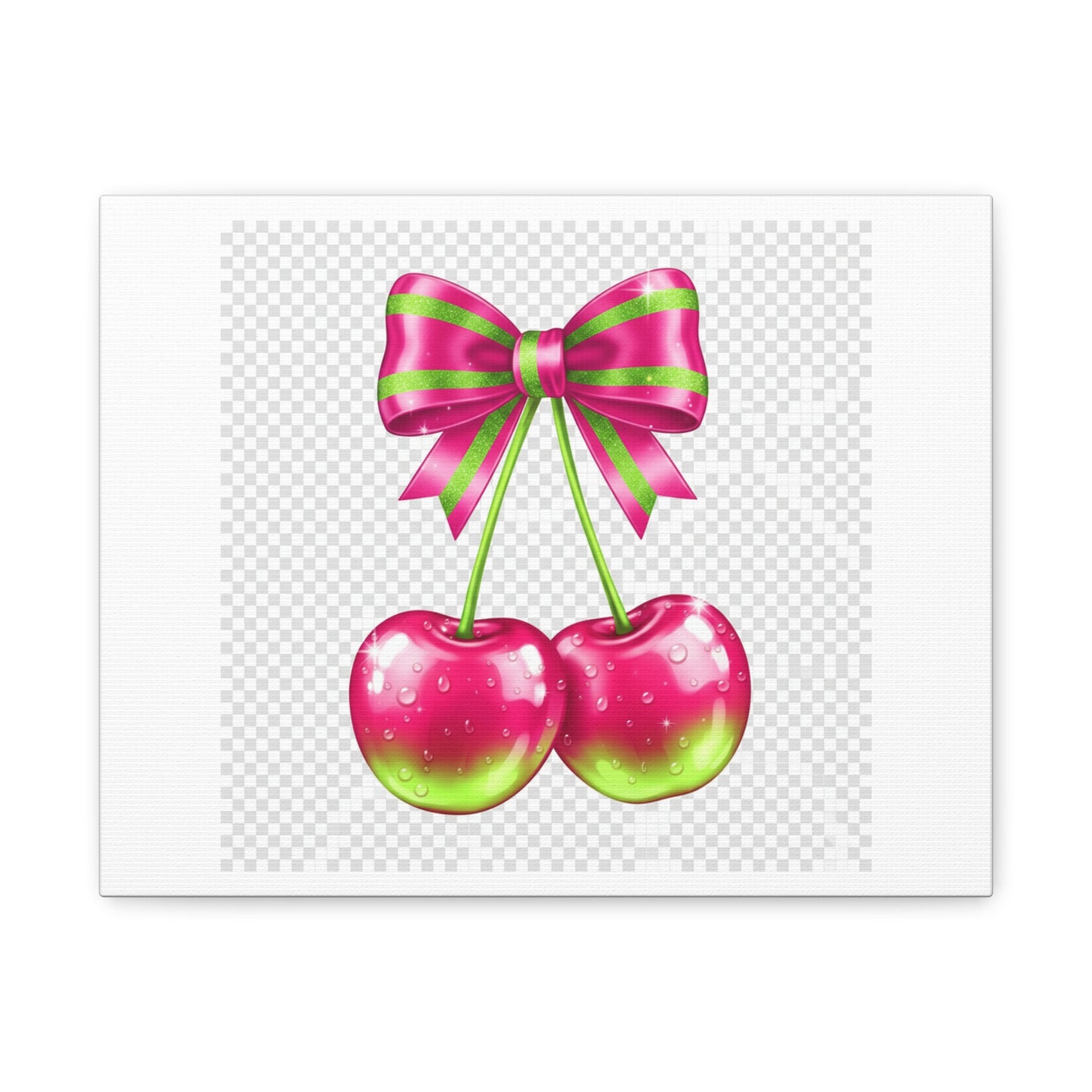 Pink Ribbon Cherries Canvas Wall Art
