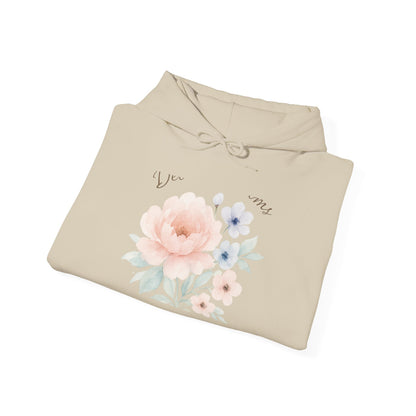 Floral 'You + Me' Hoodie — Soft Watercolor Flower Pullover