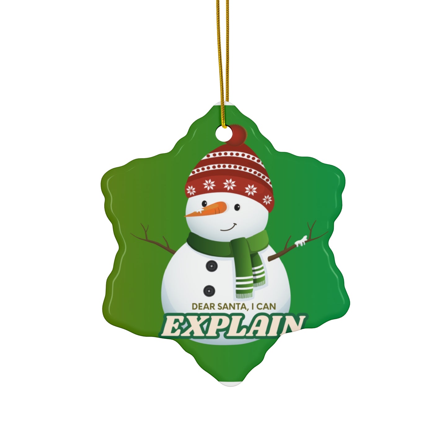 Star Ceramic Ornament – “Dear Santa, I Can Explain” Snowman Christmas Decoration