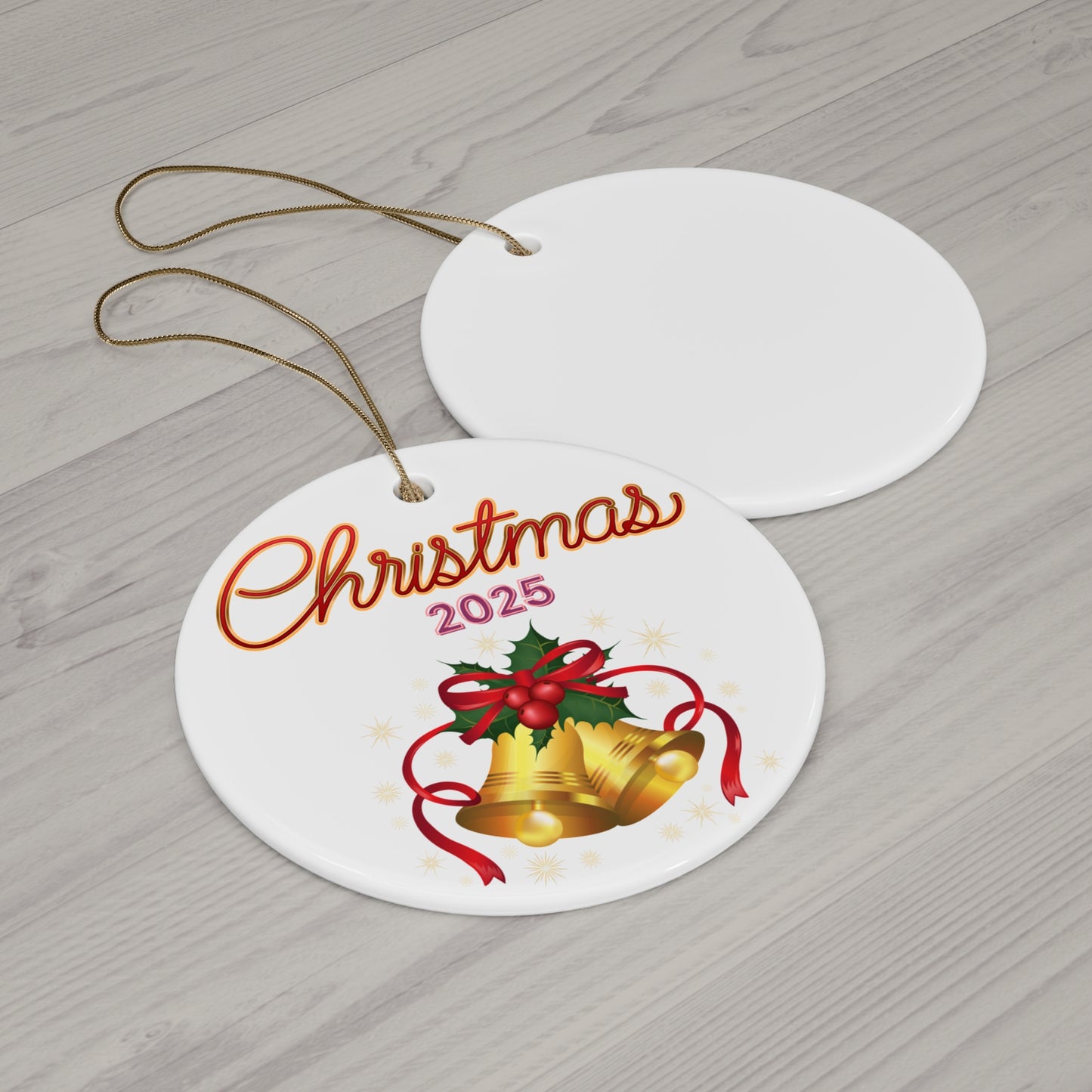 Christmas 2025 Ceramic Ornament — Holiday Bell Keepsake