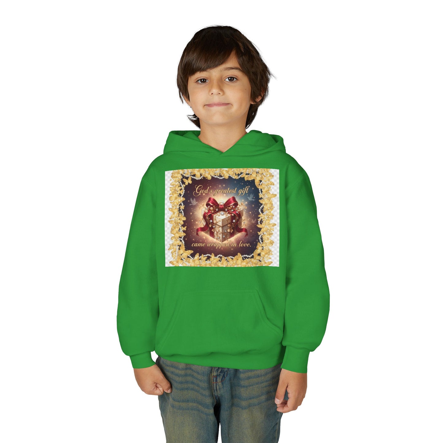 Christmas Gift Hoodie for Kids – "God Blessed Us" Present Design