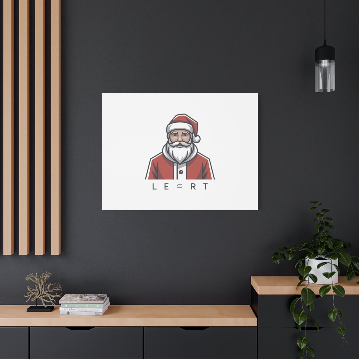 Minimal Santa Canvas, Modern Santa Graphic | Geometric Christmas Wall Art