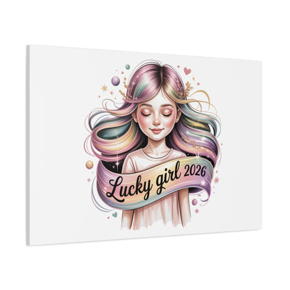 Lucky Girl 2026 Canvas Print | manifest luck, lucky charms