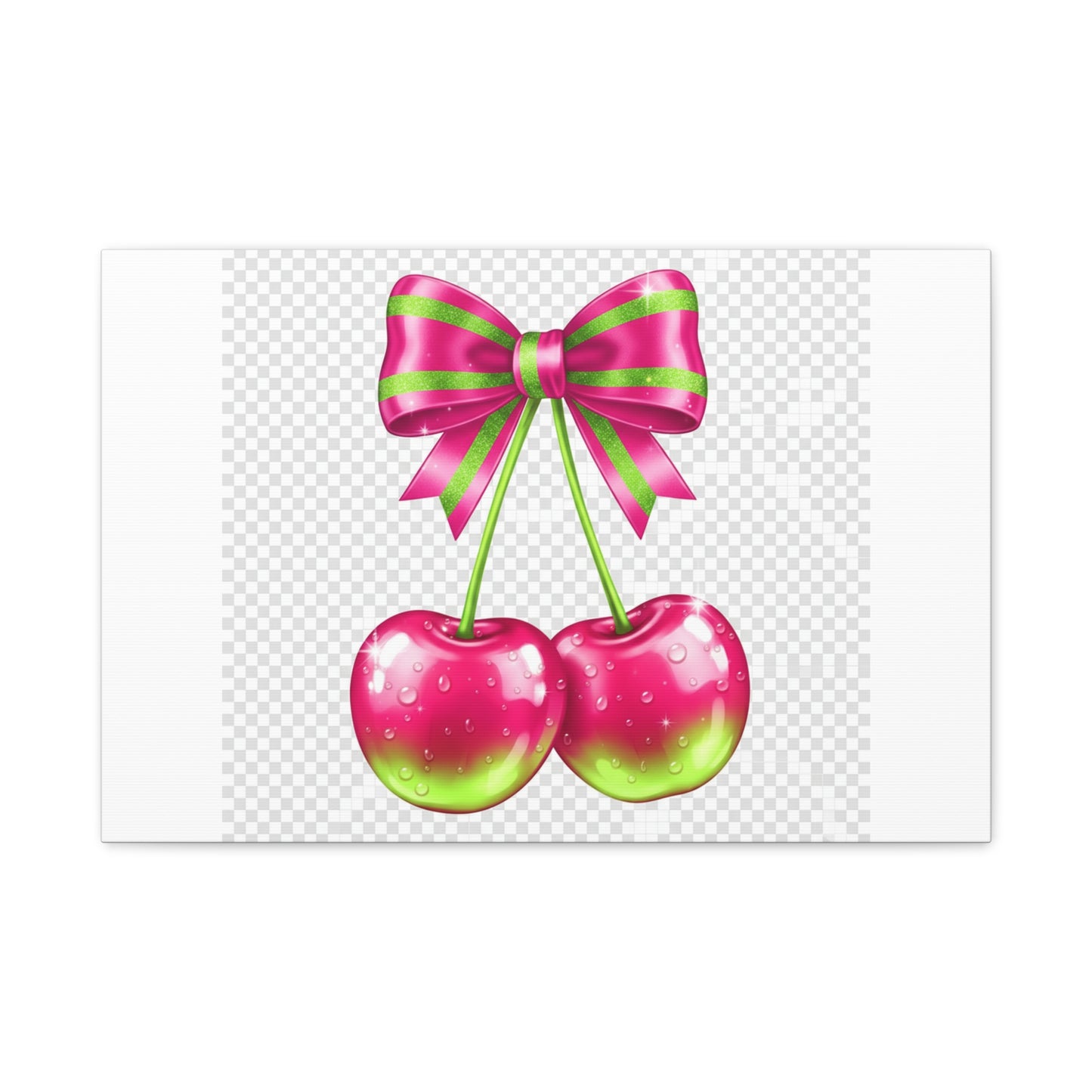 Pink Ribbon Cherries Canvas Wall Art