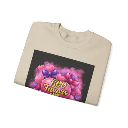 Crewneck Sweatshirt — "God Favors Me" Floral Heart Inspirational Design