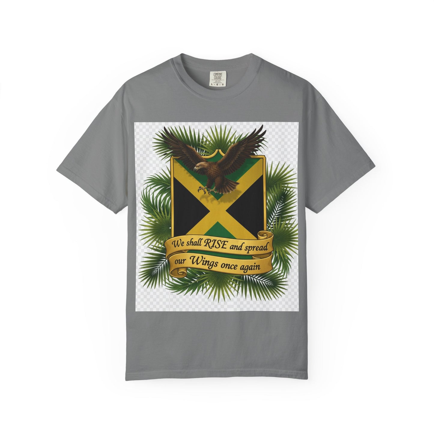 Jamaica Flag Eagle T-Shirt — "We shall RISE and spread our Wings once again" Patriotic Tee