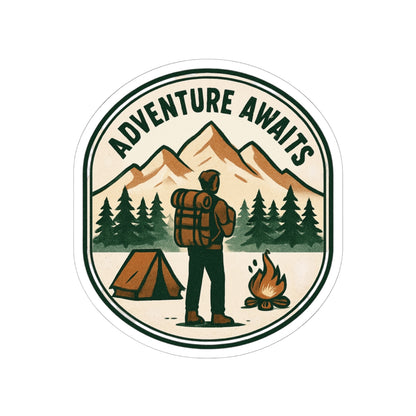 Adventure Awaits Sticker — Hiking Camping Outdoor Vinyl Kiss-Cut