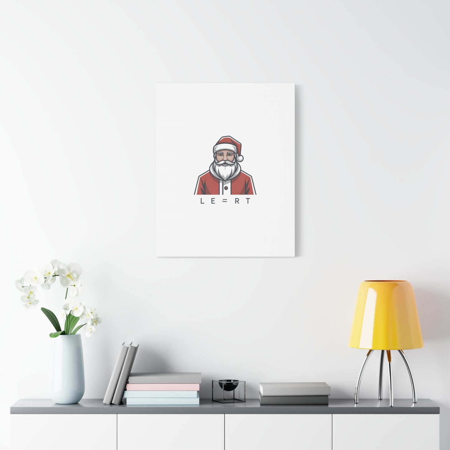Minimal Santa Canvas, Modern Santa Graphic | Geometric Christmas Wall Art