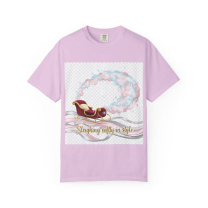 Sleighing Softly in Style T-Shirt — Festive Sleigh Graphic Holiday Tee
