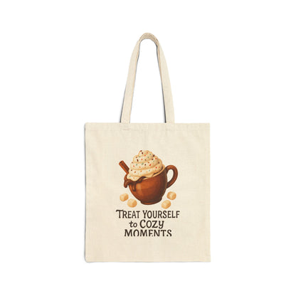 Canvas Tote — "Treat Yourself to Cozy Moments" Hot Cocoa Tote Bag