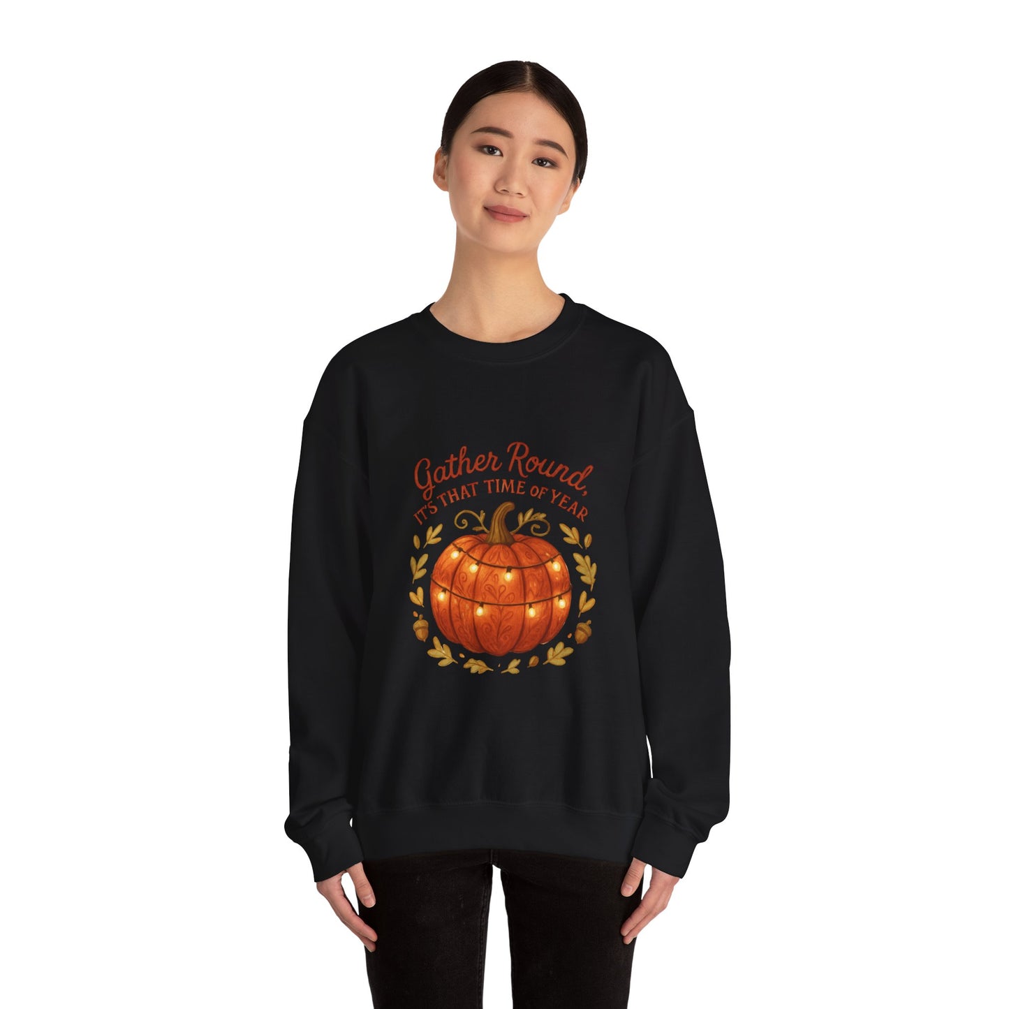 Autumn Pumpkin Crewneck Sweatshirt — "Gather Round, 'Tis That Time of Year"