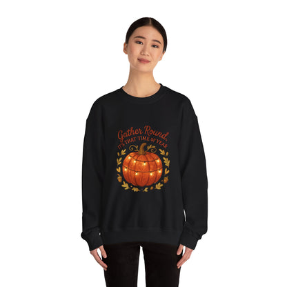 Autumn Pumpkin Crewneck Sweatshirt — "Gather Round, 'Tis That Time of Year"